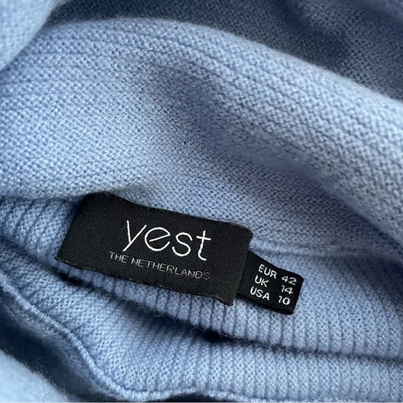Yest Netherlands Cowl Neck Knit Ribbed Sweater Batwing Powder Blue Size 10 - Picture 8 of 8